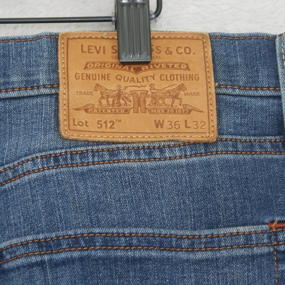 Levis 512 Slim Taper Jeans Mens 36x32 Stretch Blue Denim Pants Medium Wash